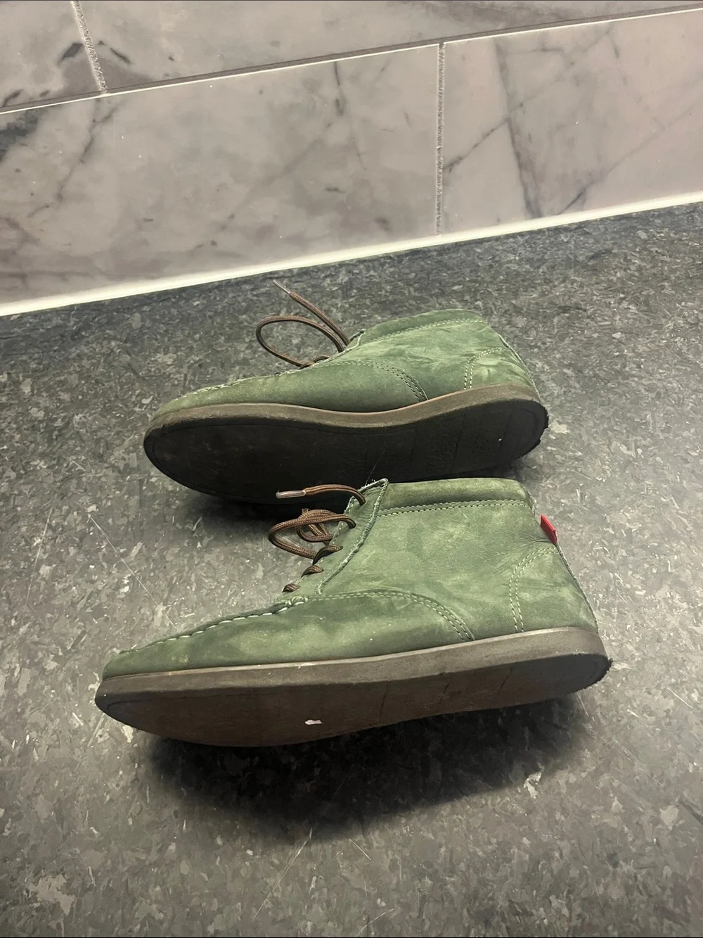 Boys Marc Joseph Green Suede Chukka Boots with Brown Laces
